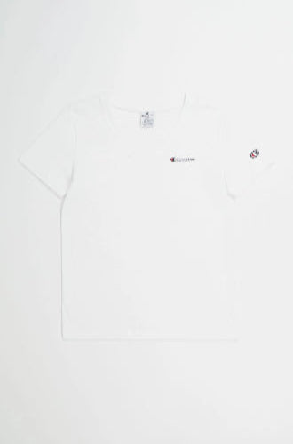 Champion Europe Women V-Neck T-shirt with Left Chest Logo – White - ANTHEM