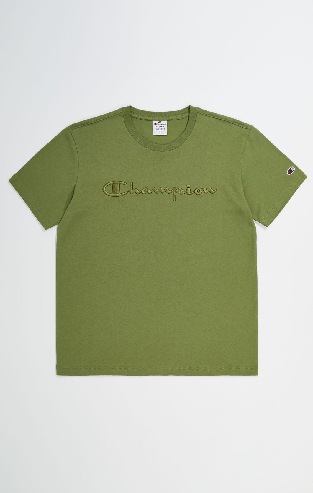 Champion Europe Men’s Crewneck Tee with Embroidered – Olive Green - ANTHEM