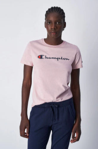 Pink Champion Print Shirt Champion Europe Women Full Script Logo