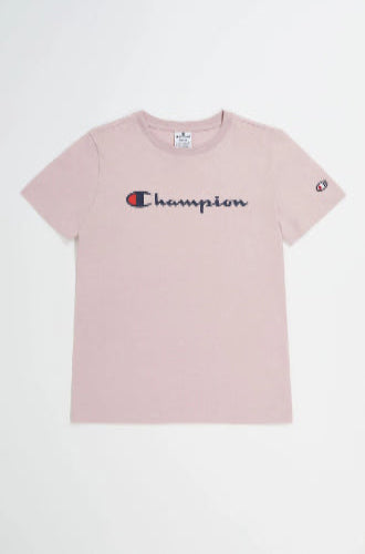 Champion Europe Women Full Script Logo Crewneck Tee – Pink - ANTHEM