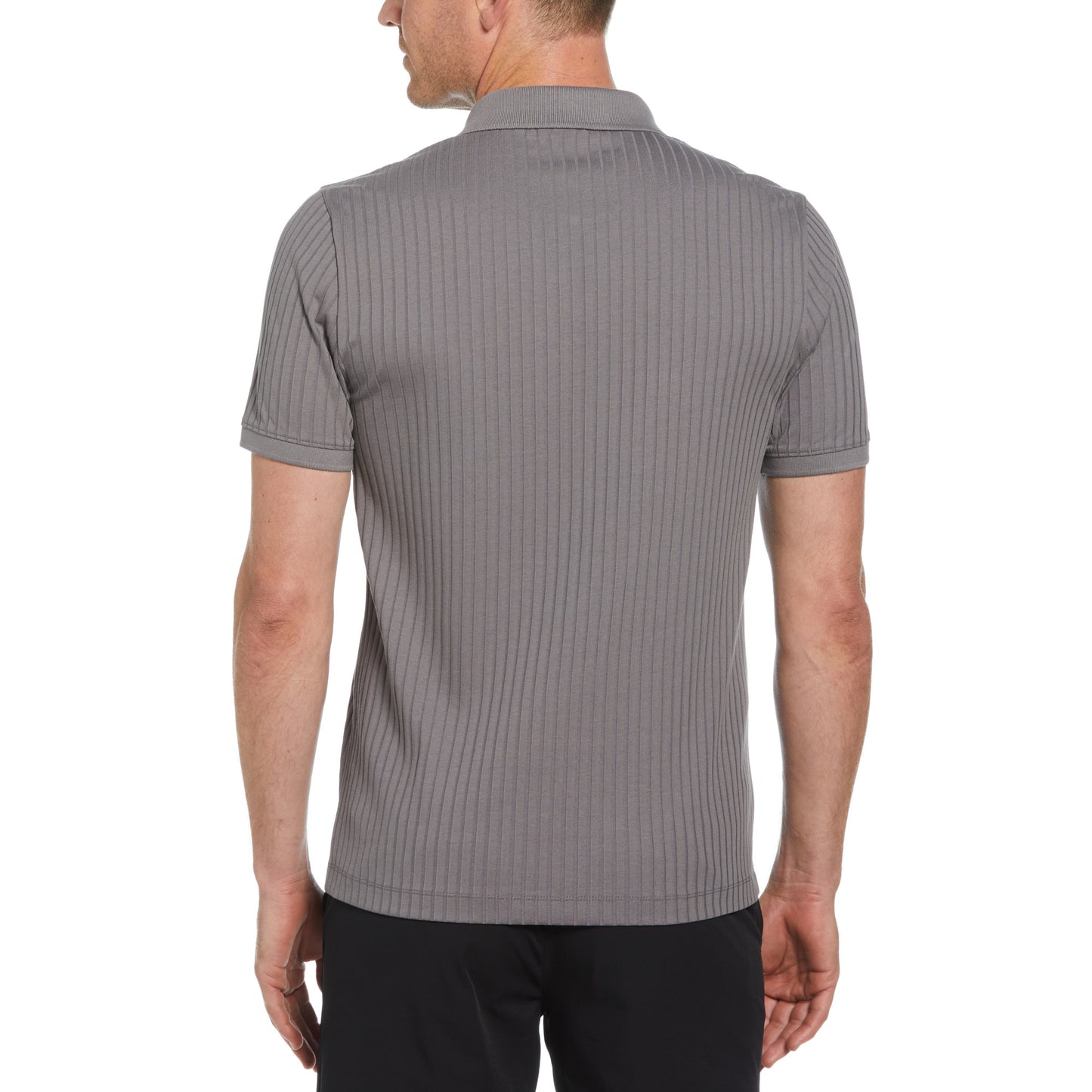 Perry Ellis Quarter Zip Ribbed Polo in Quiet Shade