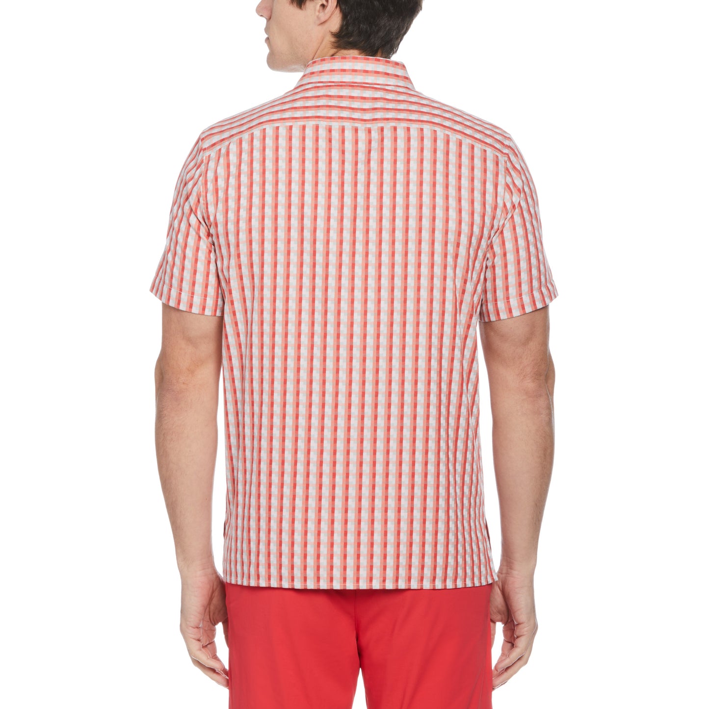 Perry Ellis Irregular Gingham Short Sleeve Button Down in Bittersweet