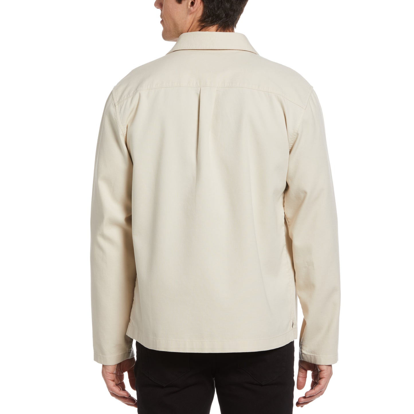 Perry Ellis Textured Cotton Long Sleeve Jacket in Stone Khaki