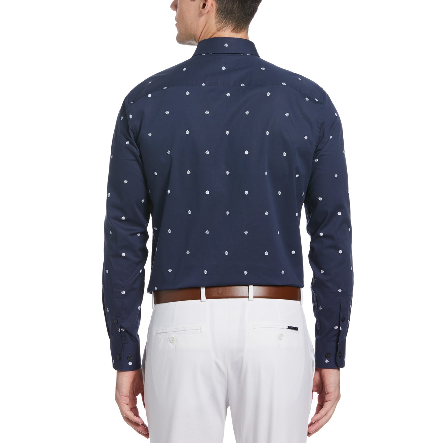 Perry Ellis Cotton Floral Print Long Sleeve Button-Down Shirt in Ink