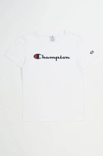 Champion Europe Women Full Script Logo Crewneck Tee – White - ANTHEM