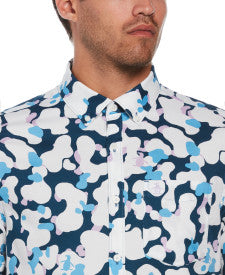 Original Penguin Camo Pete Printed Short Sleeve Button-Down Shirt – Bright White