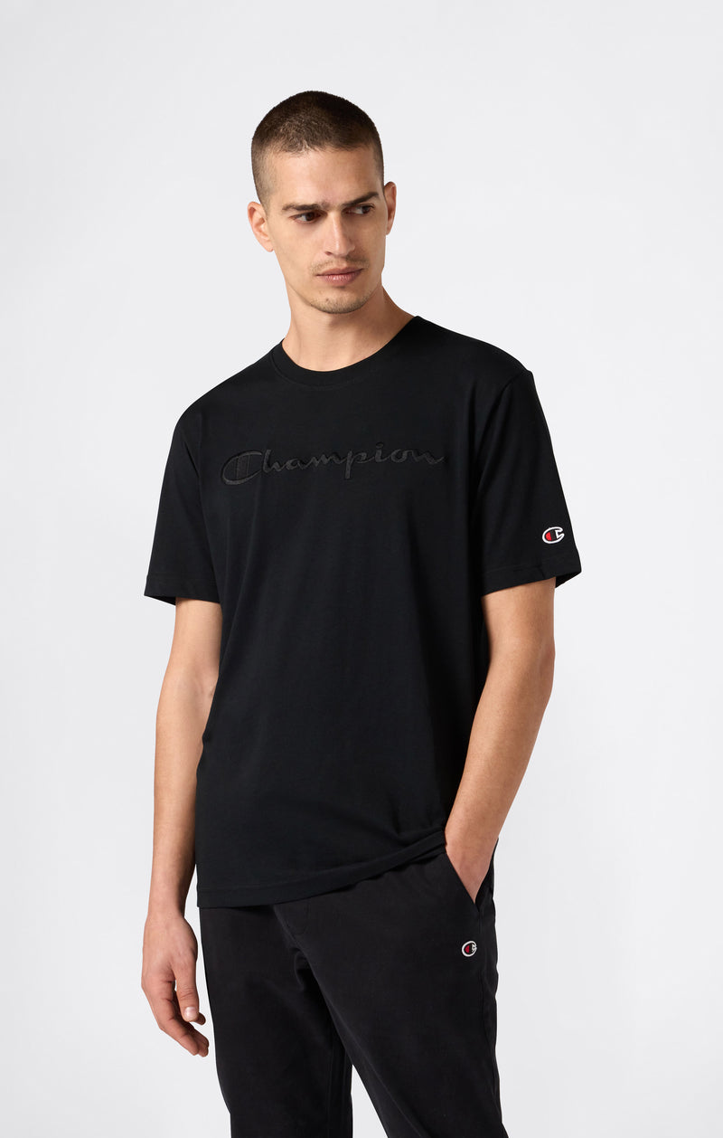 Champion Europe Men's Crewneck Tee with Embroidered – Black – ANTHEM