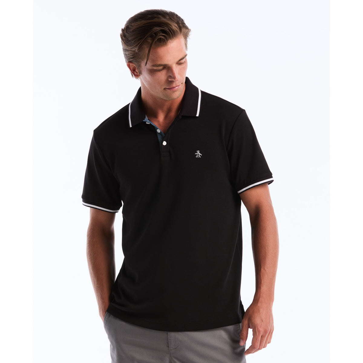Original Penguin Cotton Interlock Tipped Polo - ANTHEM