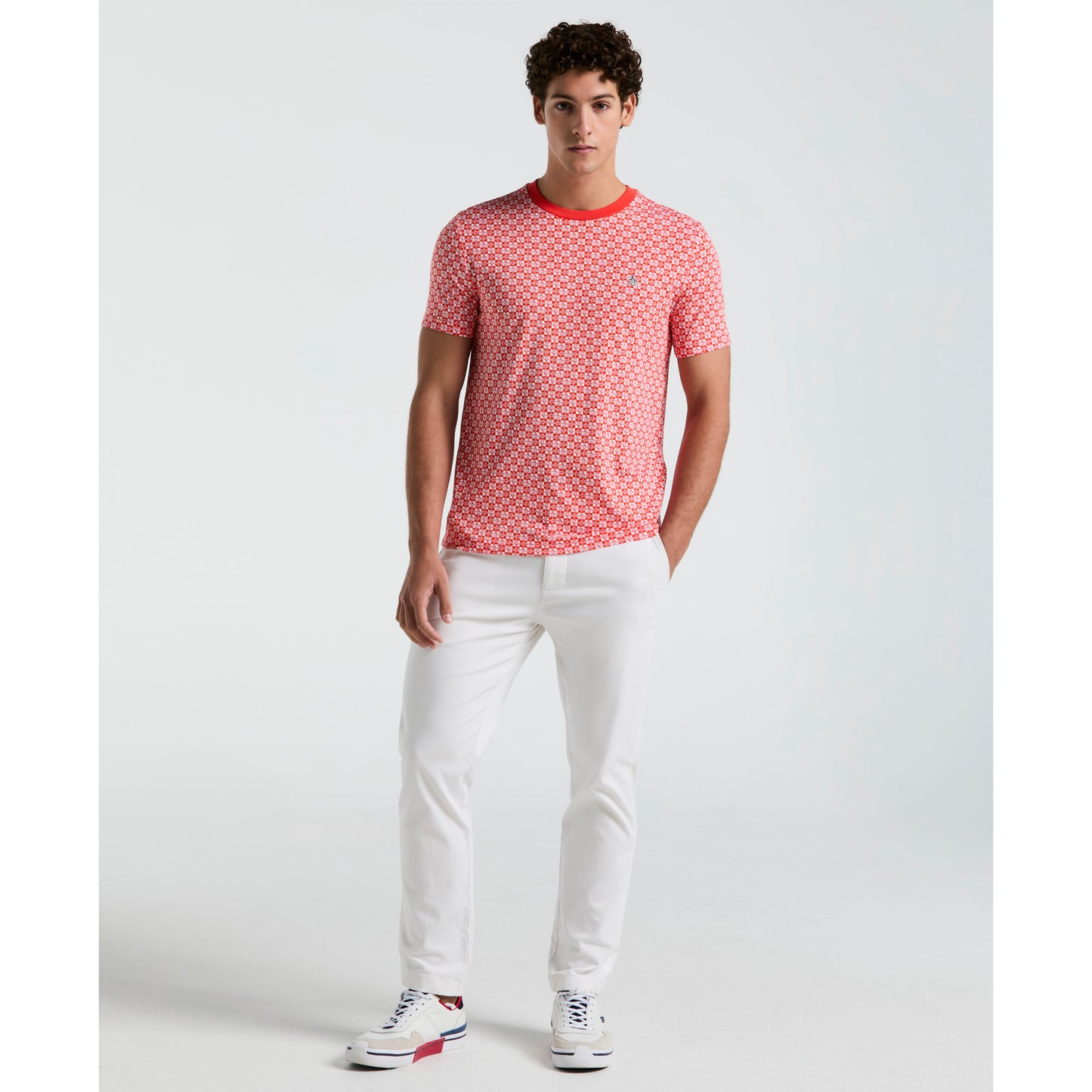 Original Penguin Pete Check Short Sleeve Tee Shirt Cherry Tomato