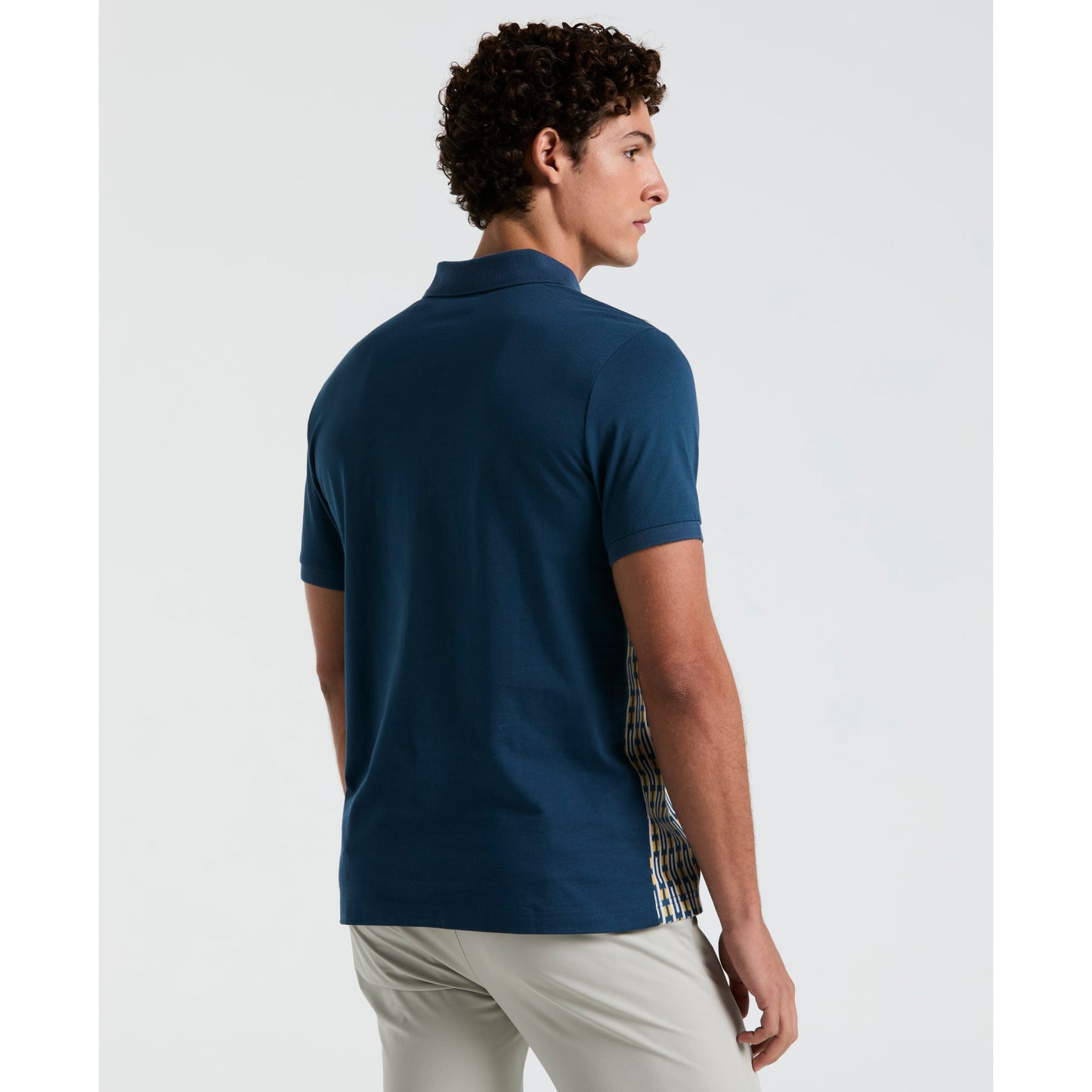 Original Penguin Mens Geo Jacquard Front Short Sleeve Polo Shirt Blue Wing Teal