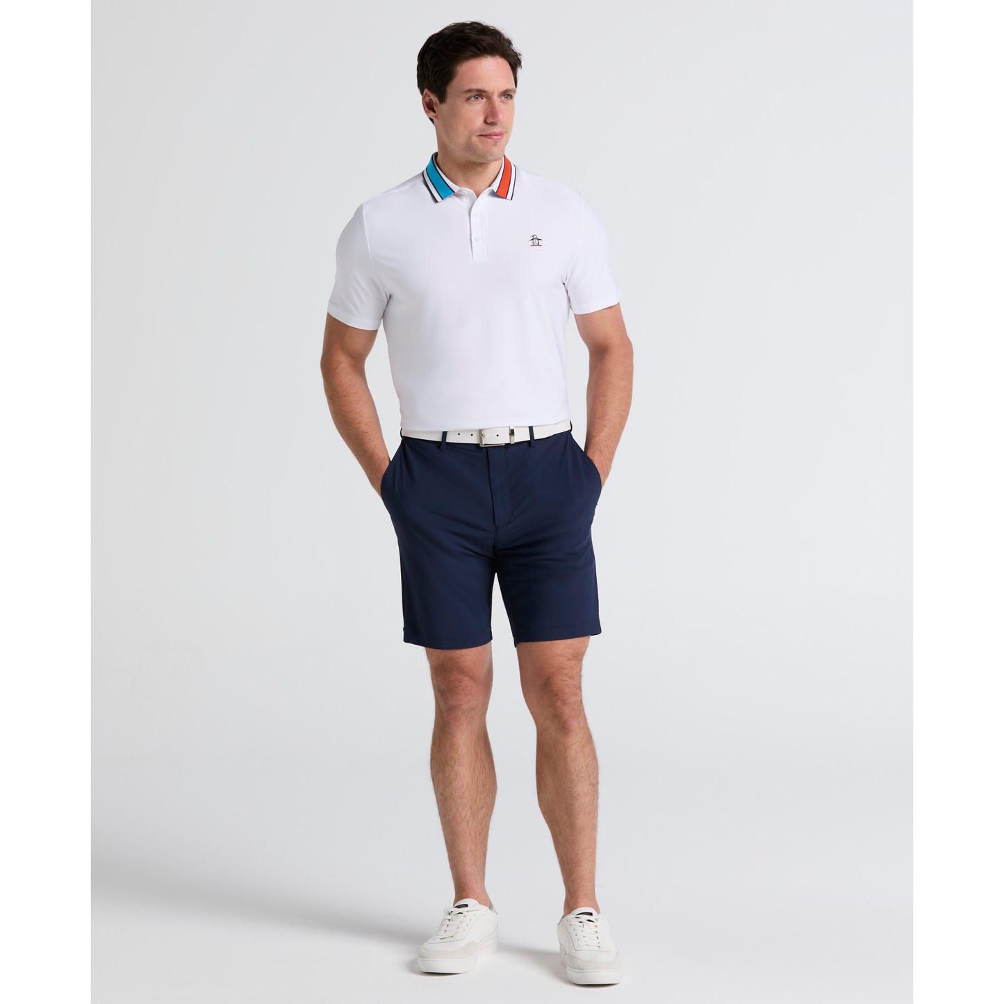 Original Penguin Earl Short Sleeve Golf Dri-Fit Polo Shirt in Bright White
