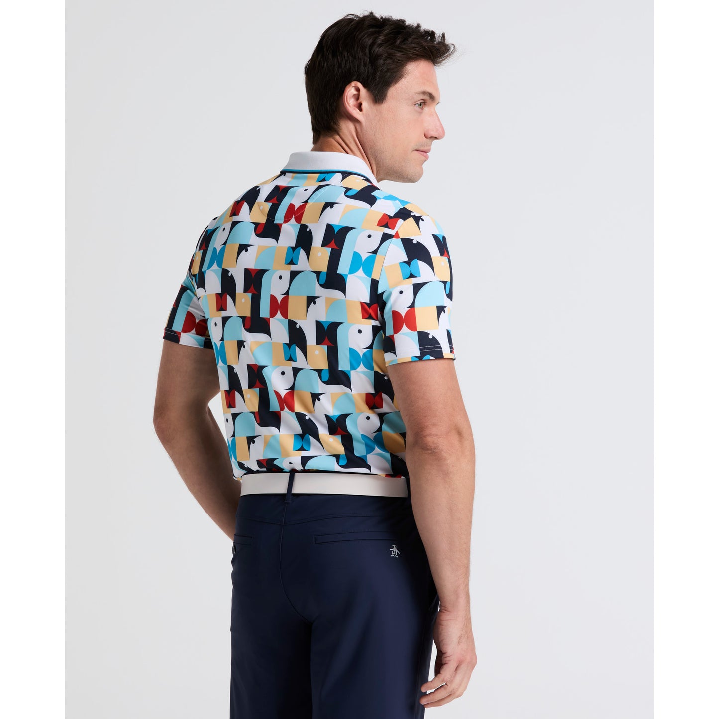 Original Penguin TV Pete Roadmap Print Short Sleeve Golf Dri-Fit Polo - ANTHEM