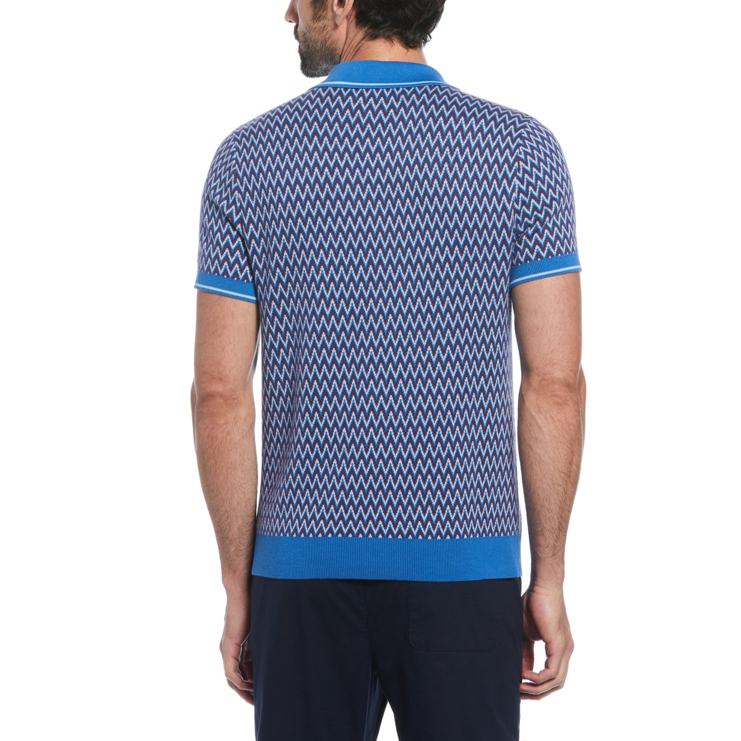 Original Penguin Mens Cotton Jacquard Short Sleeve Sweater Polo Star Sapphire
