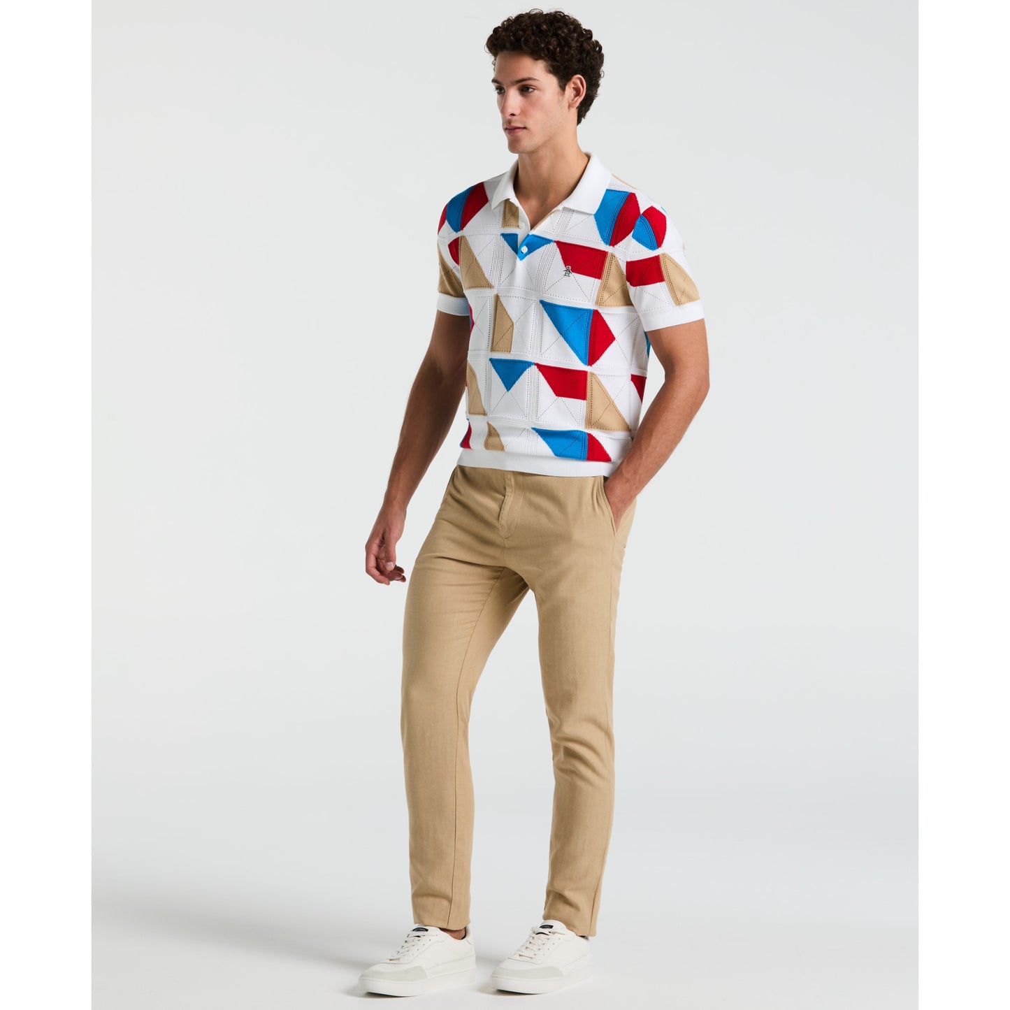 Original Penguin TV Pete Organic Cotton Multicolor Jacquard Sweater Polo - ANTHEM