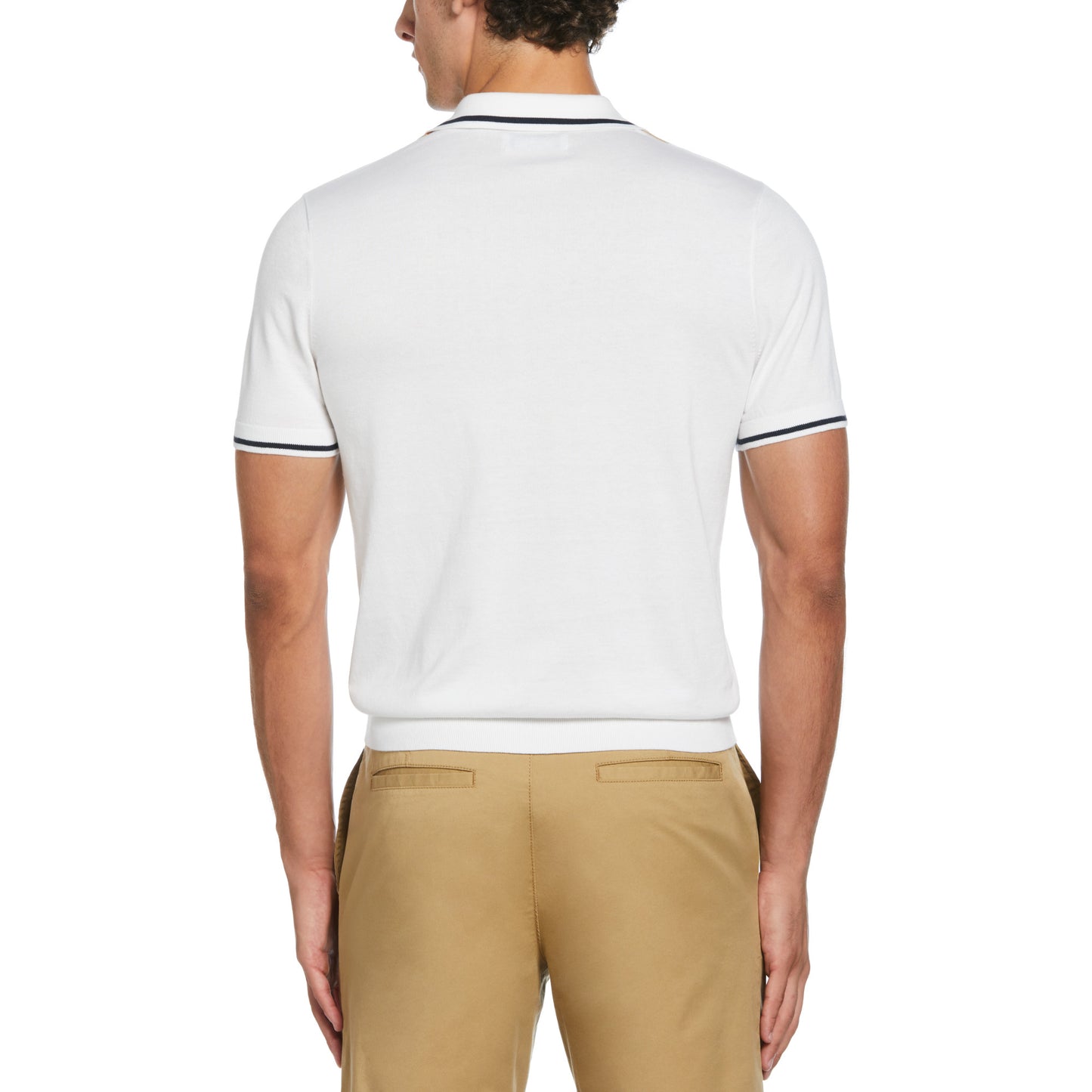 Original Penguin All Over Jaquard 1/4 Zip Sweater Polo Shirt Bright White