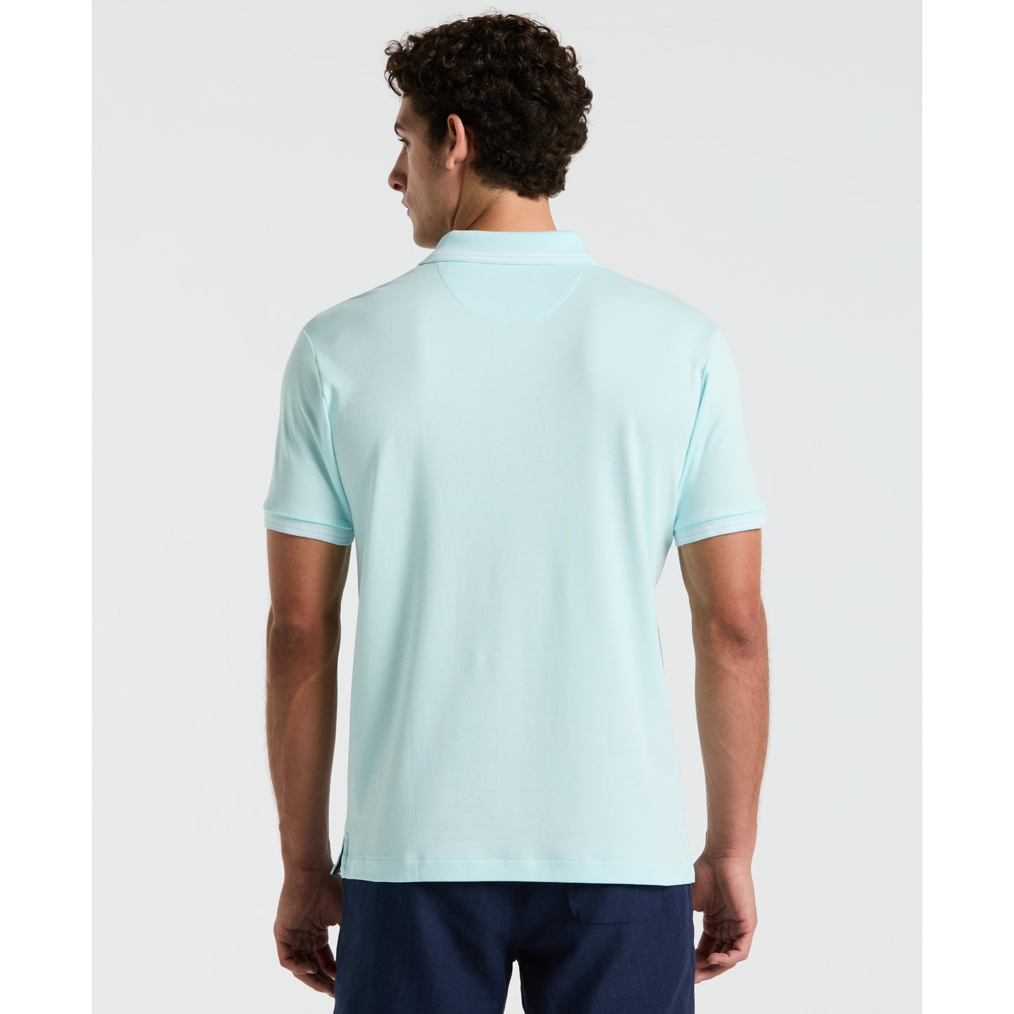 Original Penguin Organic Interlock Tipped Short Sleeve Polo in Spa Retreat Blue