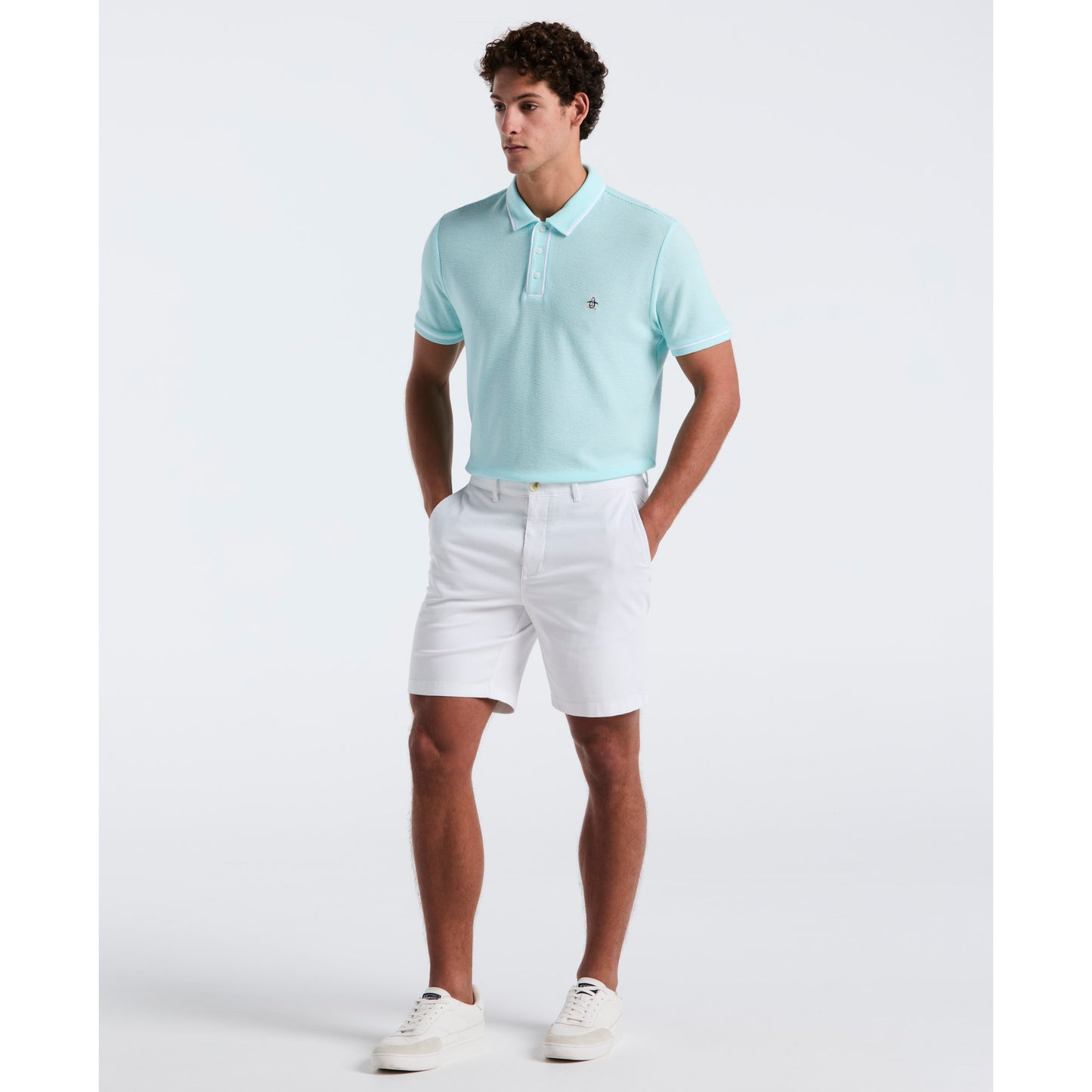 Original Penguin Earl Mesh Cotton Short Sleeve Polo in Spa Retreat