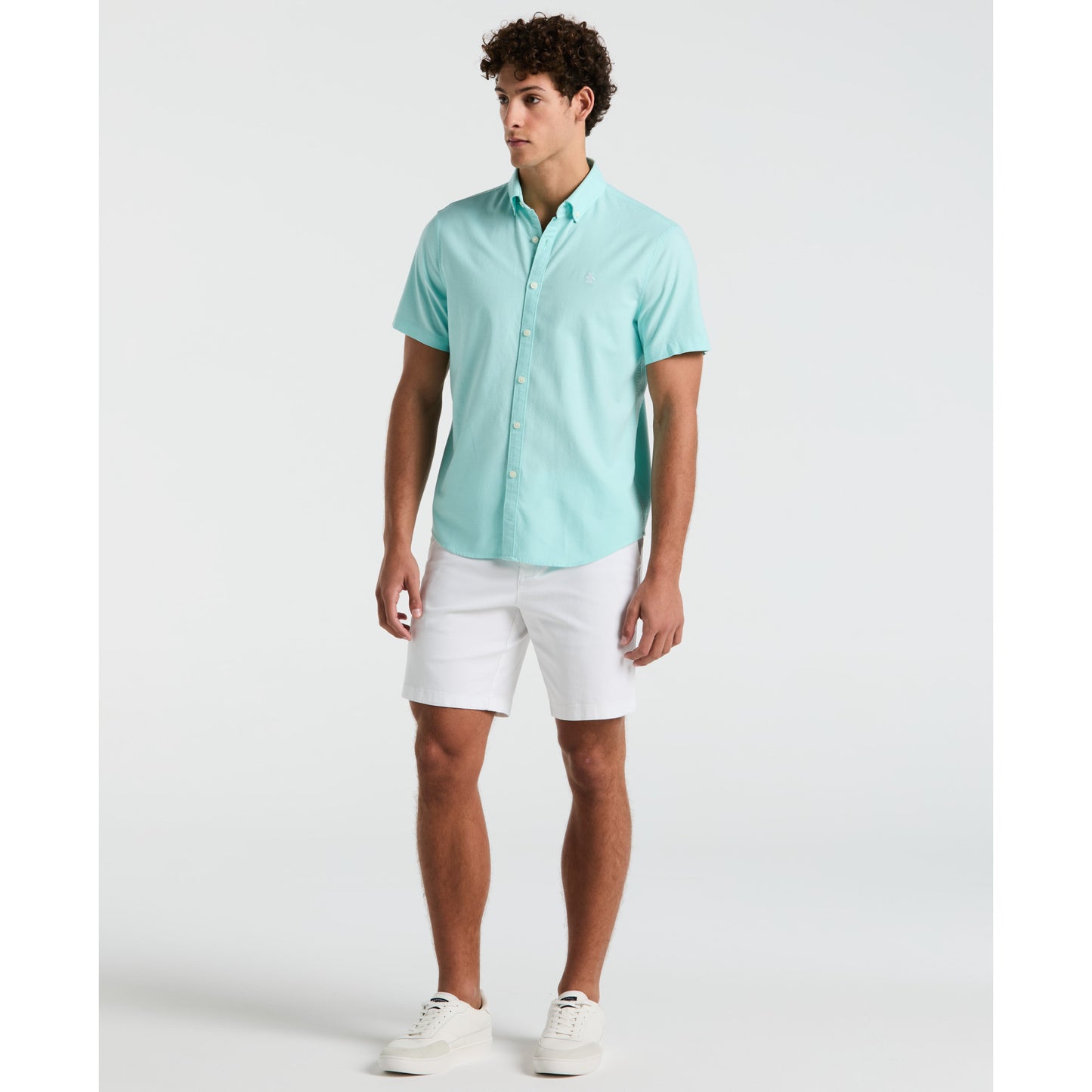 Original Penguin Mens Oxford Stretch Shirt Blue Tint