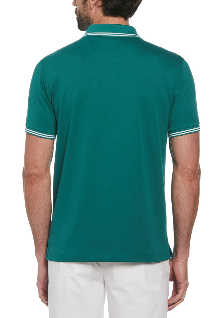 Original Penguin Organic Interlock Tipped Tv Pete Logo Short Sleeve Polo Shirt - ANTHEM
