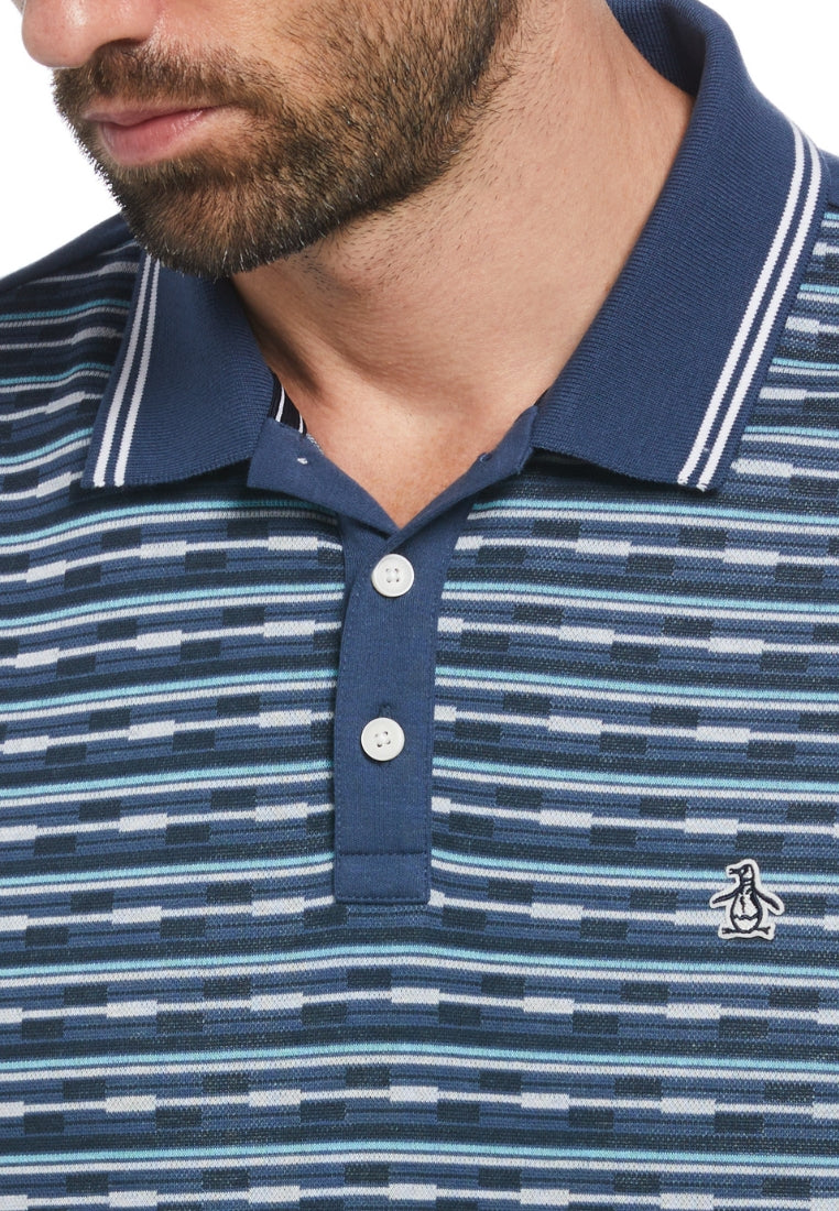 Original Penguin Jacquard Geo Front Short Sleeve Polo Shirt - ANTHEM