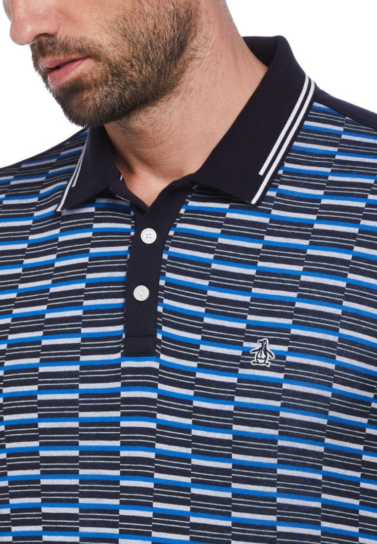 Original Penguin Jacquard Front Interlock Short Sleeve Polo Shirt - ANTHEM