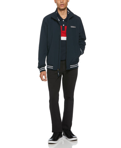 Perry Ellis US Nylon Mock Neck Jacket – Dark Sapphire - ANTHEM