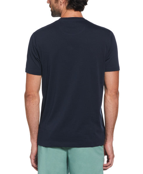 Original Penguin Checker Pete Pocket Short Sleeve Tee Shirt - Dark Sapphire - ANTHEM