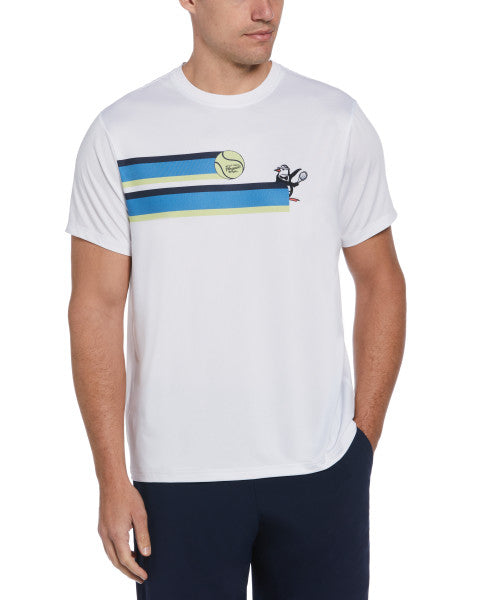 Original Penguin US Men's 80S Stripe Tennis Print Short Sleeve Tee