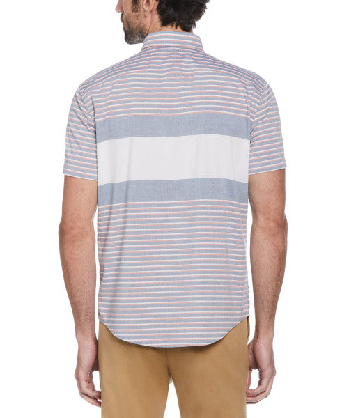 Original Penguin Poplin Striped Short Sleeve Button-Down Shirt – Bright White - ANTHEM