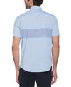 Original Penguin Poplin Striped Shorts Sleeve Button-Down Shirt – Azure Blue