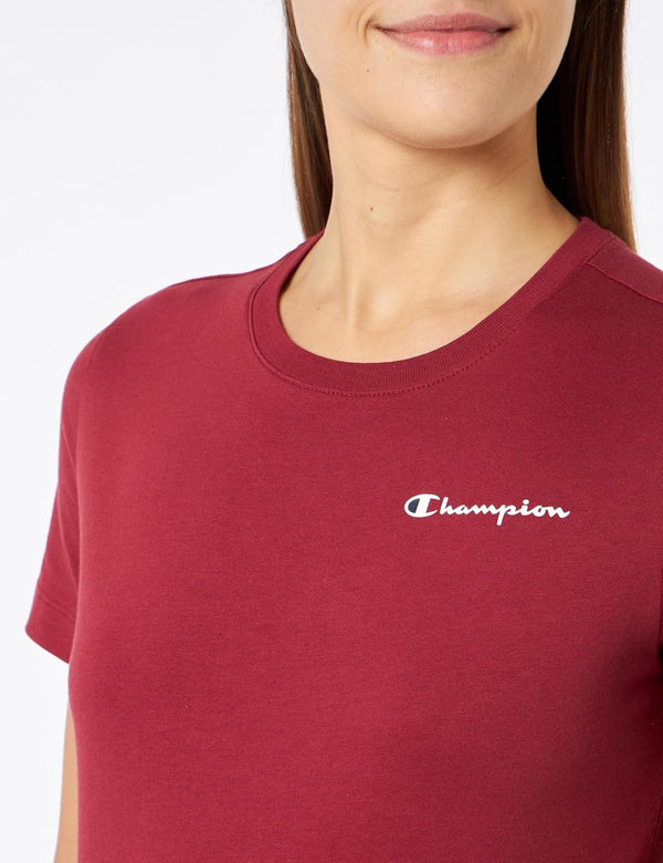 Champion Europe Women Crewneck with Left Chest Logo – Burgundy
