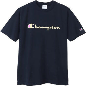 Champion Japan Script Logo Short Sleeve Tee – Navy - ANTHEM