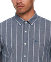 Original Penguin Oxford Vertical Stripe Short Sleeve Button-Down Shirt – Poseidon Blue