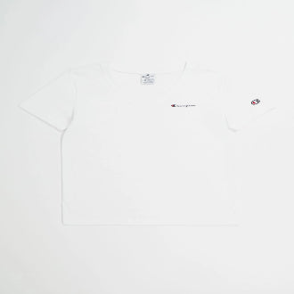 Champion Europe Women V-Neck T-shirt with Left Chest Logo – White