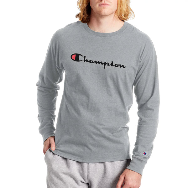 Champion US Classic Graphic Long Sleeve Tee – Oxford Gray