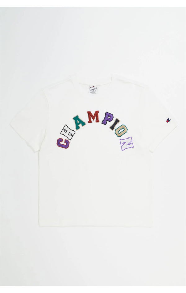 Champion Europe Women Crewneck with Script Embroidered and Print  – White