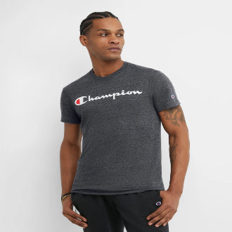 Champion USA Men’s Classic Script Logo T-Shirt – Ebony Heather