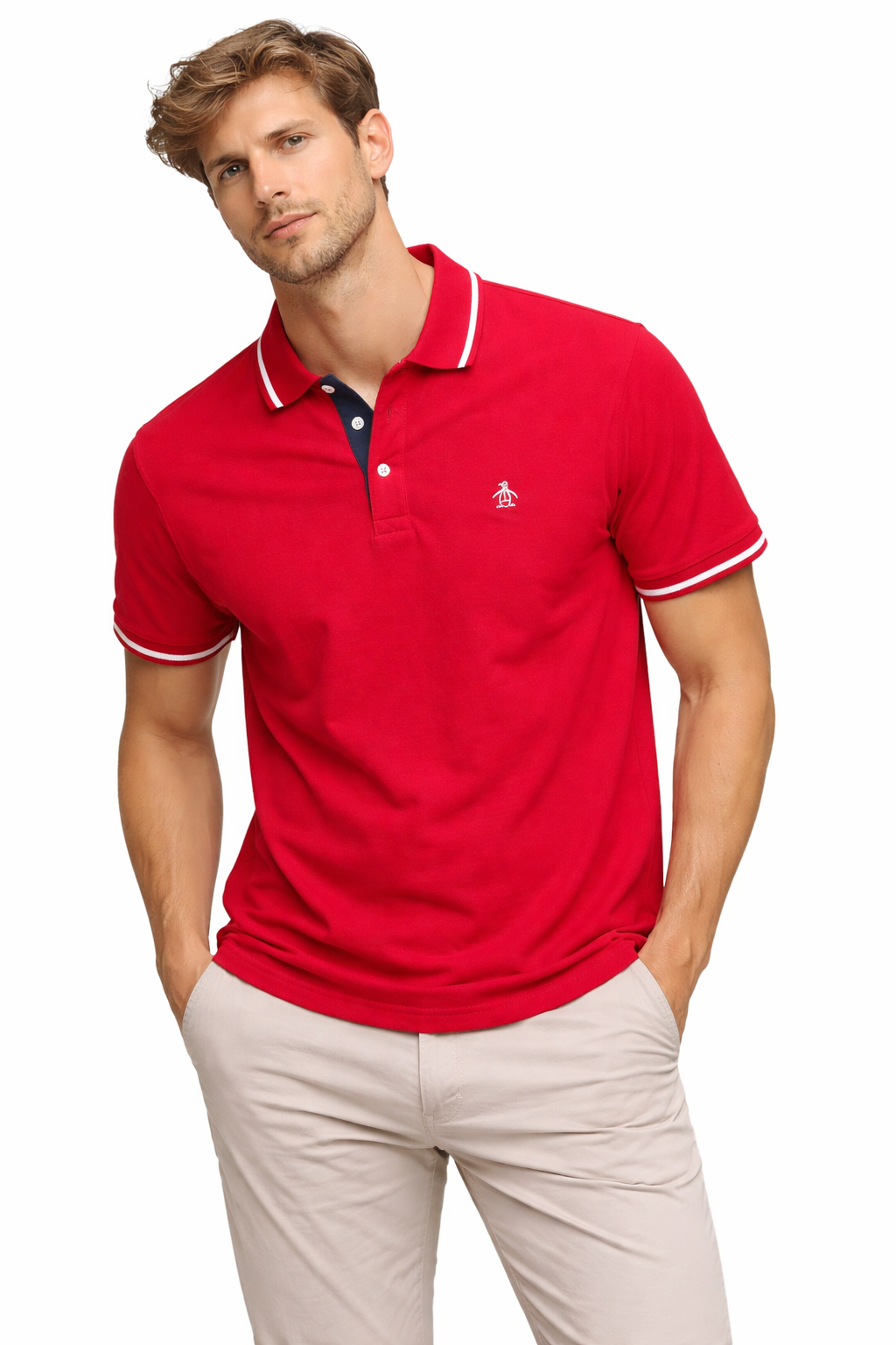 Original Penguin Cotton Interlock Tipped Polo - ANTHEM