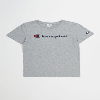 Champion Europe Women Full Script Logo Crewneck T-Shirt – Grey