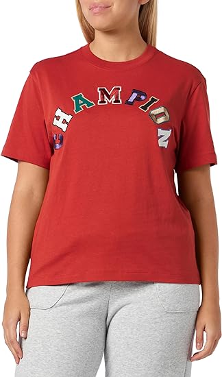 Champion Europe Women Crewneck with Script Embroidered and Print  – Red
