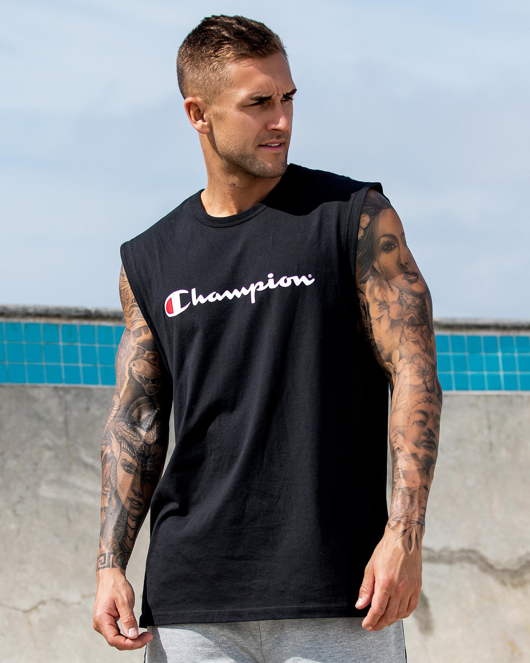 Champion US Classic Graphic Muscle Tee – Black - ANTHEM