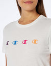 Champion Europe Women Graphic Crewneck T-Shirt with C Logo  – White