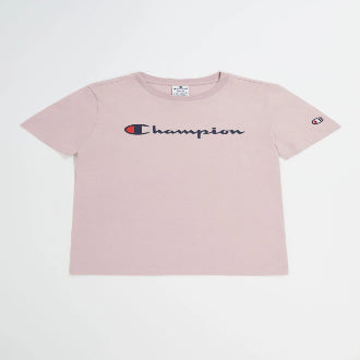 Champion Europe Women Full Script Logo Crewneck T-Shirt – Pink