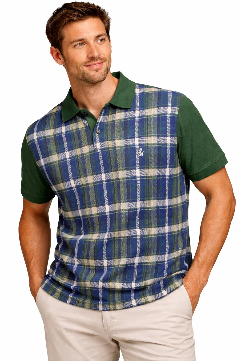 Original Penguin Jacquard Front Plaid Polo - ANTHEM