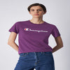 Champion Europe Women Full Script Logo Crewneck T-Shirt – Purple