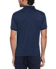 Original Penguin Jacquard Front Diamond Geo Print Short Sleeve Polo Shirt – Dress Blues