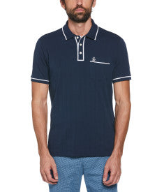 Original Penguin Drop Needle Short Sleeve Polo Shirt With Tipping – Dress Blues - ANTHEM