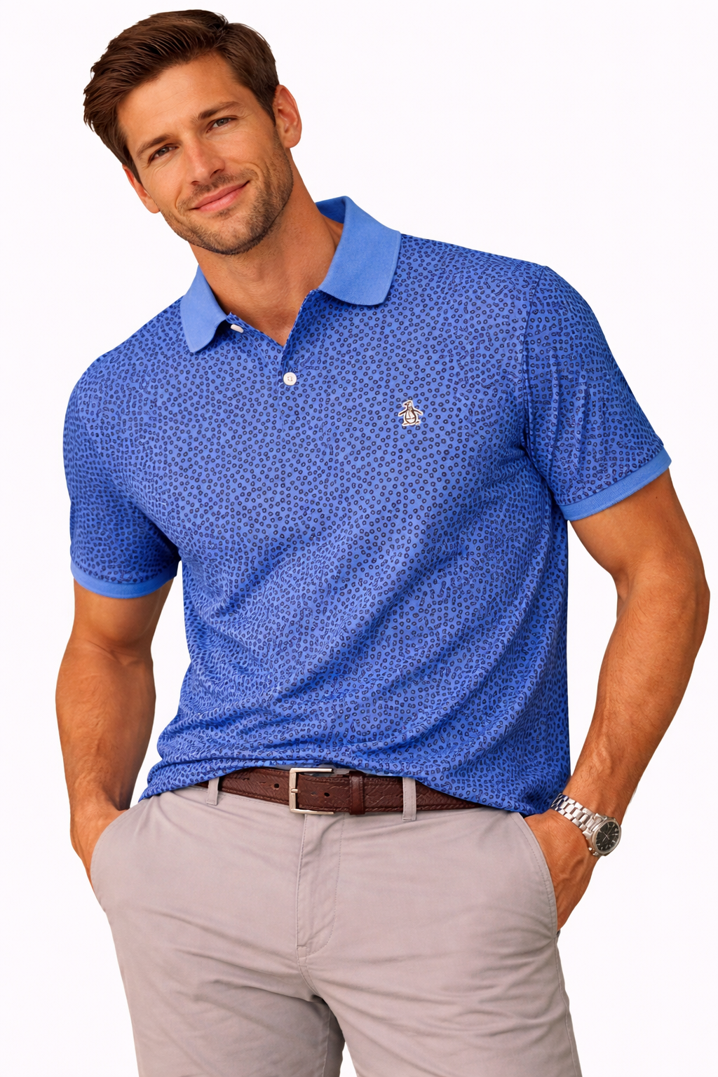 Original Penguin Organic Interlock Print Ditsy Polo - ANTHEM