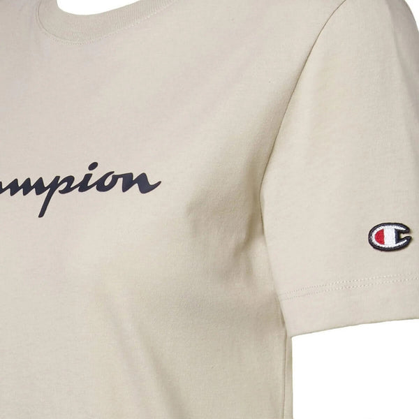 Champion Europe Women Full Script Logo Crewneck T-Shirt – Oatmeal