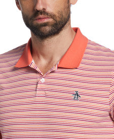 Original Penguin Auto Stripe Short Sleeve Polo Shirt – Hot Coral